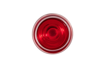 Glass of red wine on a white background close-up