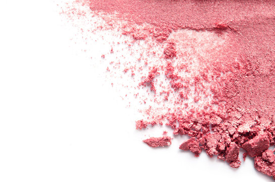 Texture of broken eyeshadow or powder. The concept of fashion and beauty industry. Close-up. Copy space. - Image