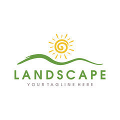 Landscape Hills Logo, Farm Logo, Mountain Peaks Vector logo design
