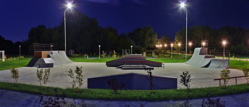 Empty Skate Park In The Night City