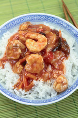 shrimp sweet and sour sauce with rice