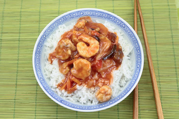 shrimp sweet and sour sauce with rice