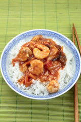 shrimp sweet and sour sauce with rice
