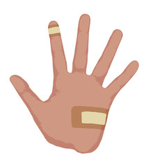 怪我して絆創膏を貼った手