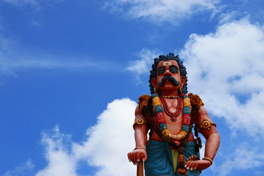 Majestic veerabhadra or ayyanar statue god in yelagiri hills India 