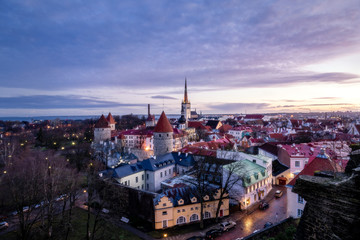 Tallinn sunrise landscapes of the old city in winter, Estonia