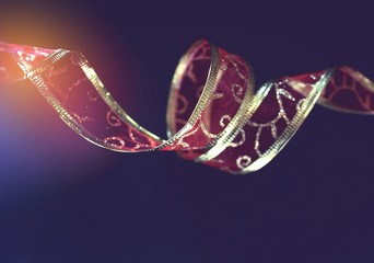 Ribbon isolated with colorful light, holiday background
