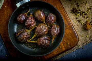 stuffed masala baingan or eggplant - an indian cooked vegetable 