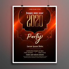 glowing 2020 party flyer template for new year