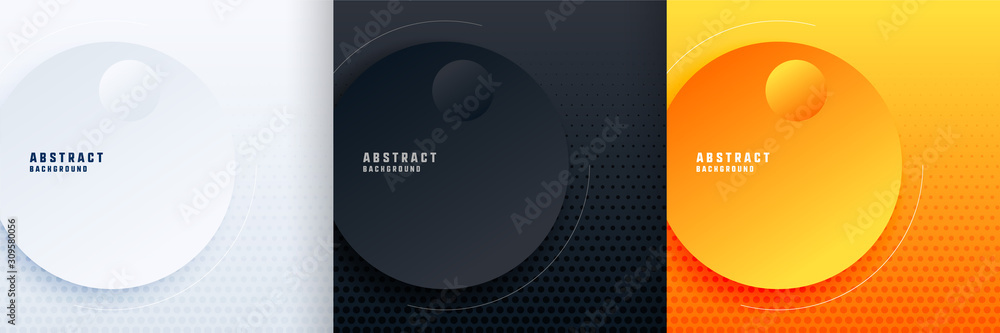 Wall mural abstract minimal circles background in three colors