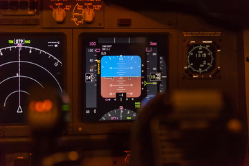 Airplane buttons in the cockpit simulator