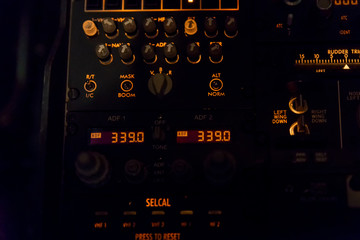 Airplane buttons in the cockpit simulator