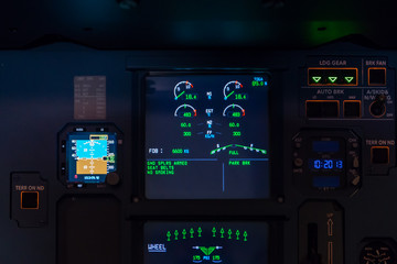 Airplane buttons in the cockpit simulator