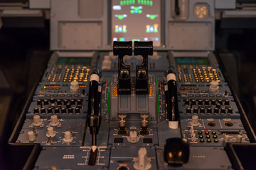 Airplane buttons in the cockpit simulator