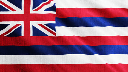 USA State Hawaii flag is waving 3D rendering.