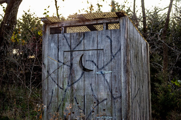 Outhouse out in the rural countryside in Nebraska