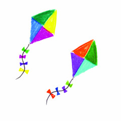 Fototapeta na wymiar Kites vector color pencils illustrations icons