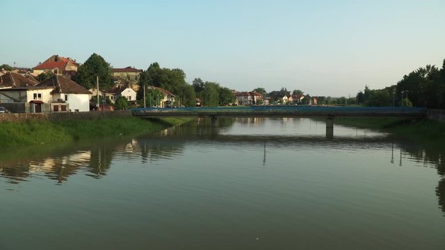 View of river and bridge in Brcko district, Bosnia and Herzegovina