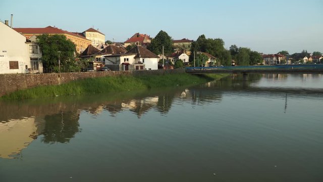 View of river and bridge in Brcko district, Bosnia and Herzegovina