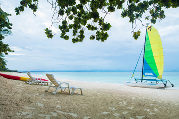 Colorful Sailing boat on the Tropical Beach