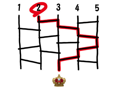 あみだくじと当たりの王冠 Stock イラスト Adobe Stock