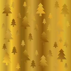 gold halftone gradient background with metal reflecting Christmas trees