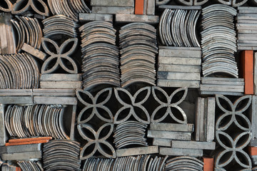 Pattern of roof tiles and bricks