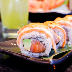 Fresh salmon roll with avocado