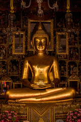 The Buddha statue in the main hall of Wat Ratcha Orasaram or Wat Ratcha Orasaram Ratchaworawihan or Wat Ratcha Orot Bang Khun Thian, Chom Thong, Bangkok, Thailand