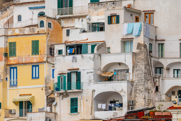 Fototapeta na wymiar Beautiful colorful houses in Amalfi. Amalfi coast.