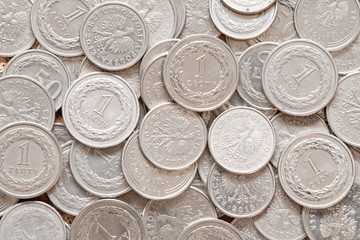 polskie monety jeden złoty i 50 groszy