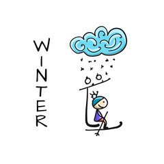Ski resort, winter holiday, sketch for your design