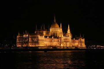 Fototapeta na wymiar ブダペスト　ドナウ川と国会議事堂の夜景