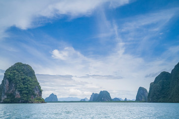 Naklejka premium The sea, the mountains in Phang Nga Bay, Phangnga THAILAND.