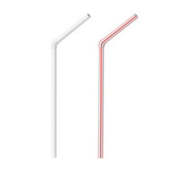 Vector striped red white and blank plastic straw