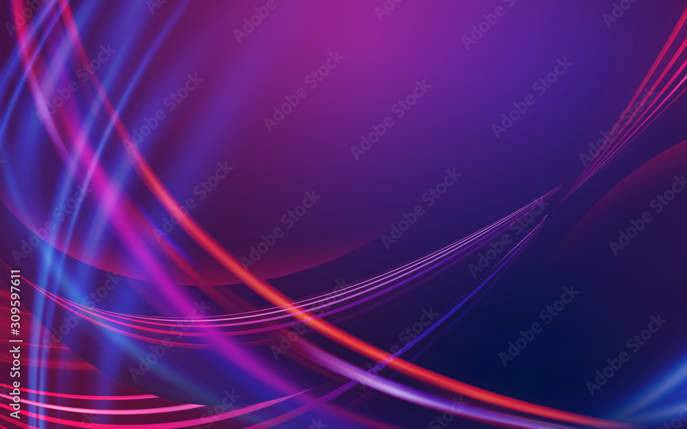 Poster dark abstract background with neon lines, glow.