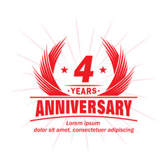 4 years logo design template. 4th anniversary vector and illustration.