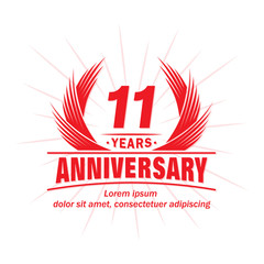 11 years logo design template. 11th anniversary vector and illustration.