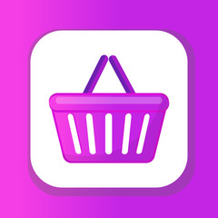 Shopping basket icon flat style. Plastic shopping basket in a supermarket isolated on white background. Shopping bag. Vector illustration