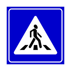 road sign the crosswalk, walking man on a blue background