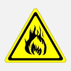 fire alarm sign yellow triangle flammable substance