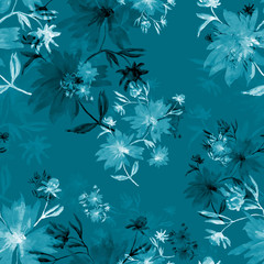 Watercolor seamless pattern. Illustration. Flowers