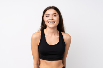 Fototapeta premium Portrait of beautiful girl over isolated white background