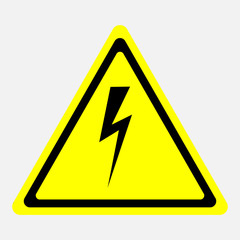 sign high voltage danger, characters in yellow triangle