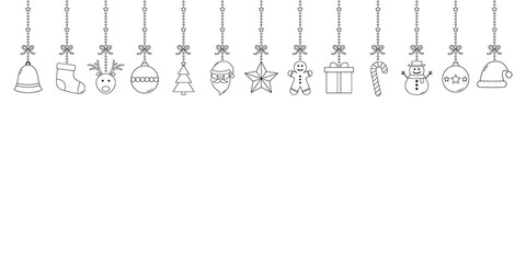 Christmas decoration. Simple icons on bright background with copyspace. Vector