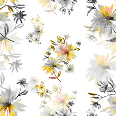 Watercolor seamless pattern. Illustration. Flowers