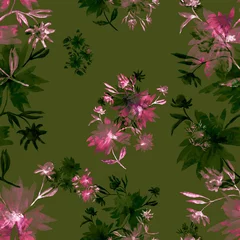 Badezimmer Foto Rückwand Watercolor seamless pattern. Illustration. Flowers © наталия калашник