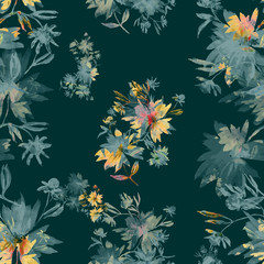 Watercolor seamless pattern. Illustration. Flowers