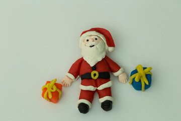 step by step making Santa Claus  with play dough for children's activity and Christmas ,nursery or kindergarten lesson plasticine concept.