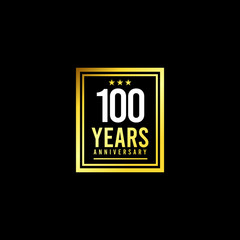 100 Years Anniversary Gold Square Design Logo Vector Template Illustration